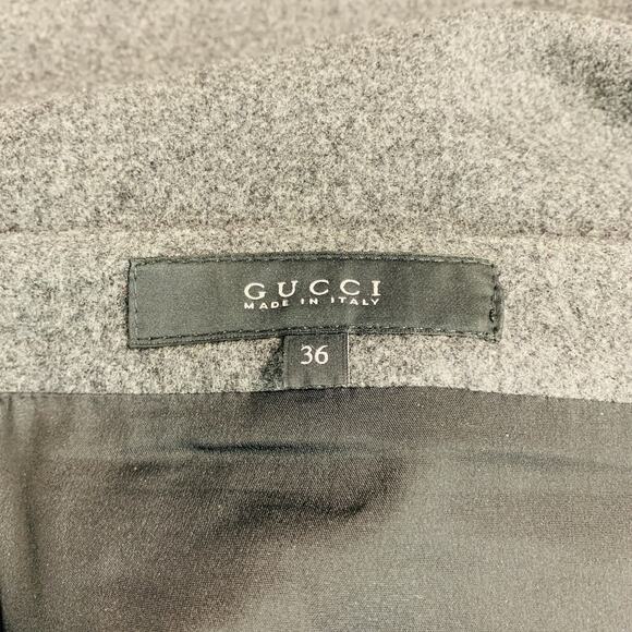 GUCCI Size 0 Grey Wool Cashmere A-Line Mini Skirt - Picture 4 of 5